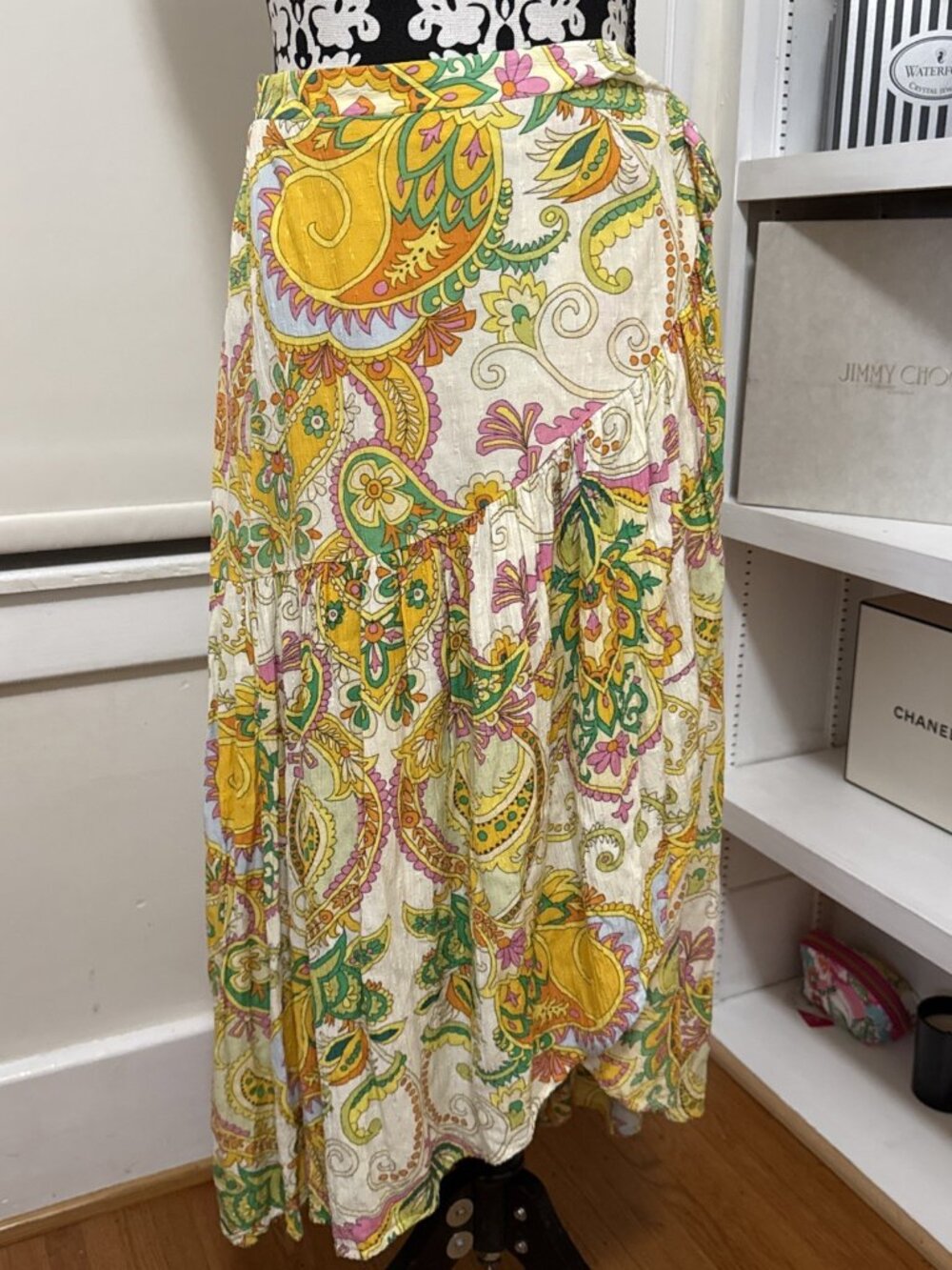 Haute Hippie Women's Bright Multicolor Paisley Wrap Boho CottageCore Skirt Small